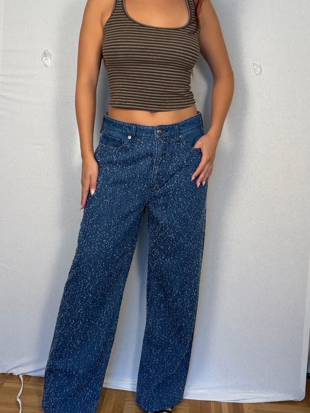Wide Leg Speckled Blue Women's Jeans